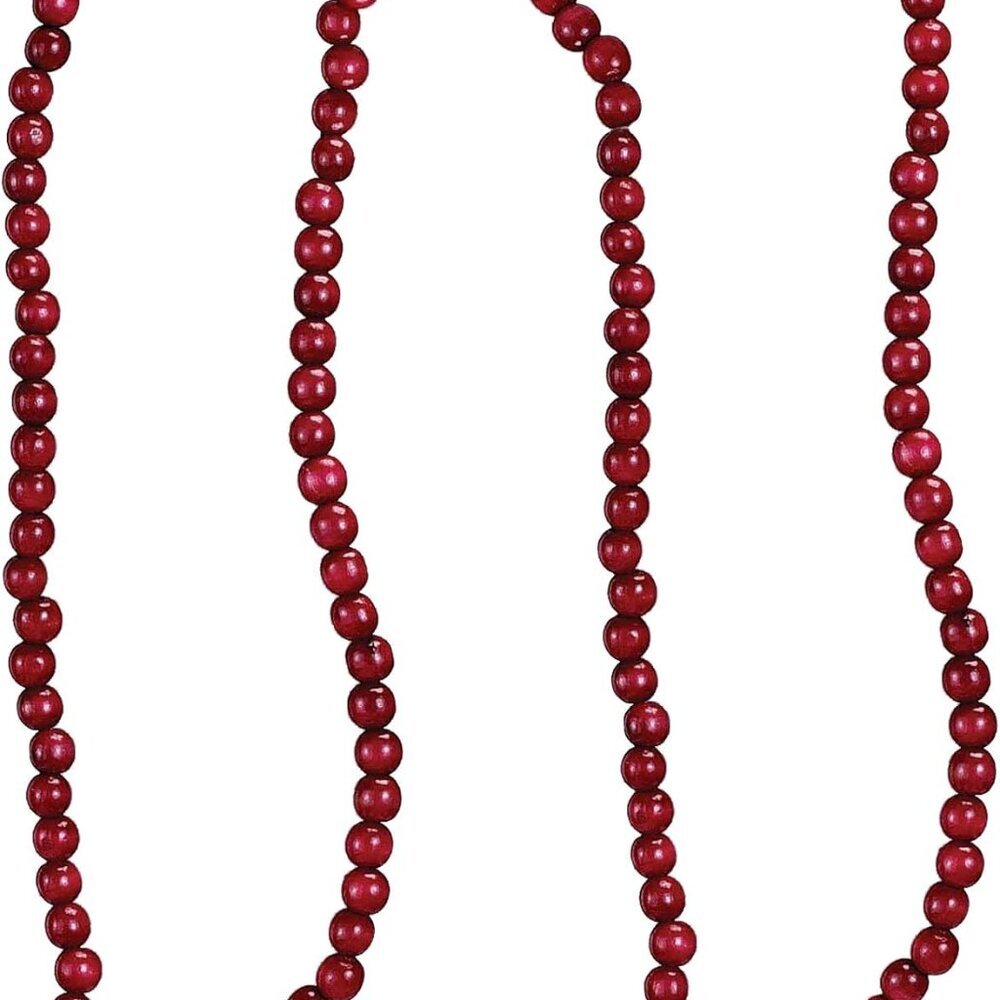 TN0066/BURG Kurt S. Adler 9-Foot Wood Beaded Burgundy Garland, Multi